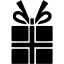 A black and green present with bow on it.